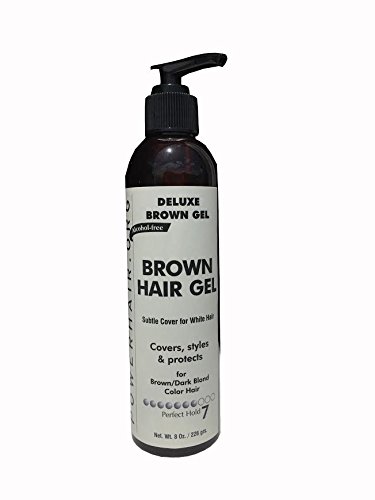 POWERHAIR Hair Gel, Subtle cover for gray hair, alcohol free, perfect hold, 8 Fl oz.(Black/Red/Brown) (BROWN for Dark Blonde)