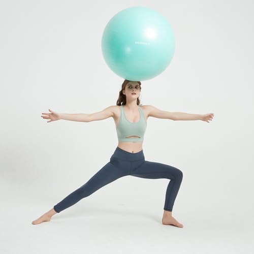 Yoga Ball Chair with 65cm Exercise Ball & 2 Resistance Bands, Stability Base for Home Office, Yoga, Pilates & Fitness, Balance Ball for Posture
