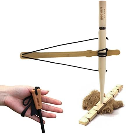Bow Drill Kit Fire Starter, Primitive Wood, Survival Practice Friction Fire Tool for Scout Outdoor Activity Teaching, Outward Bound Training, Wildness Survival Beginner