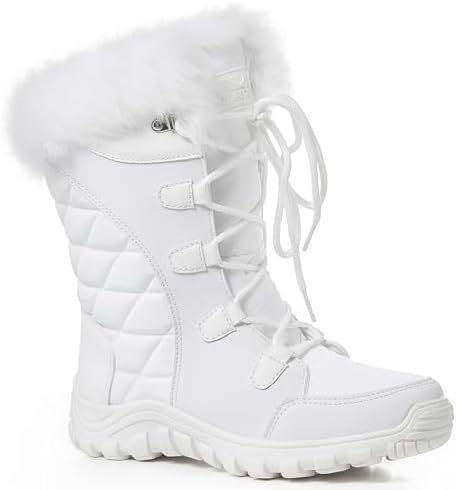 POLAR Womens Quilted Faux Fur Cuff Winter Duck Rubber Sole Durable Snow Rain Outdoor Boots