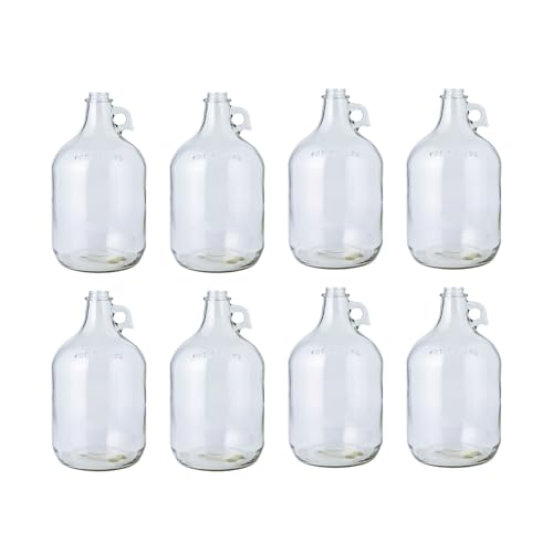 1 Gallon Glass Jug 8-Pack, 128 oz, Caps Or Stoppers Not Included | Reusable Glass Gallon Jugs with Lids for water, juice, oils and storage