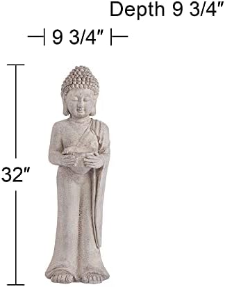 John Timberland Standing Buddha 32" High Gray Indoor-Outdoor Statue | Sculpture Zen Asian Japanese Garden Decor Front Porch Patio Yard Outside Home