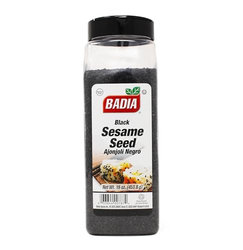 Badia Black Sesame Seed, 16 oz – Whole Black Sesame Seeds for Cooking, Baking & Garnishing – Rich, Nutty & Crunchy Flavor