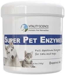 Vitality Science All Natural Super Pet Enzymes for Dogs | Complete Spectrum of Digestive Enzymes | Helps Dog Diarrhea, Constipation, Digestion, Allergy & Immunity (Large, 165g)
