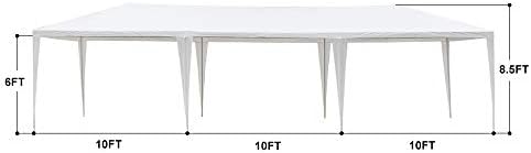 10' x 30' Outdoor Canopy Tent White Wedding Gazebo Party Practical Waterproof Tent with Brighter Windows,5 Removable Side Walls