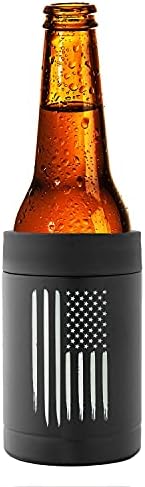American Flag Insulated Can Cooler - Stainless Steel Bottle Cooler - Engraved USA Flag - American Flag Gifts | Flag 12oz Can Cooler