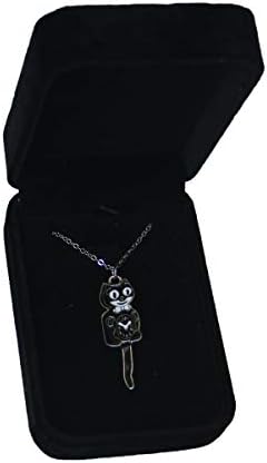 Kit-Cat Klock Kit-Cat Necklace Pendant with Swinging Tail - Classic Black & Silver Sterling Silver Chain Necklace - Unique Pendant Necklace in