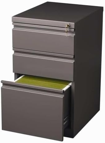 Pemberly Row 3 Drawers 27.75" Vertical White Metal Filing Cabinet Lockable Pre-Assembled Stationary Letter Size for Home, Office