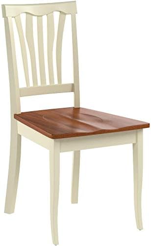 East West Furniture AVC-SBR-LC Avon Dining Chairs - Faux Leather Upholstered Wood Chairs, Set of 2, Saddle Brown