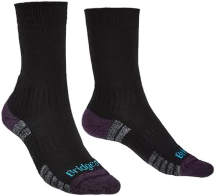 Bridgedale Hike Lightweight Trail Merino Endurance Boot Womens Walking Socks Large Black Purple
