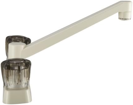 Dura Faucet DF-PK600S-BQ RV Two Handle Kitchen Sink Faucet (Bisque) | Smoked acrylic knobs give smooth, precise control of flow. Bisque Parchment. Plated ABS plastic (not metal).