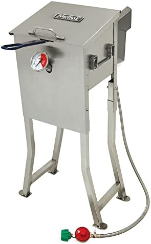 Bayou Classic 700-725 2.5-gal Stainless Bayou Fryer Freestanding or Table Top Includes Stainless Mesh Basket Fry Thermometer Drain Valve High