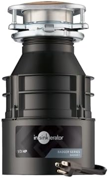 InSinkErator Badger 1 Garbage Disposal with Power Cord, Badger Series 1/3 HP Continuous Feed Food Waste Disposer