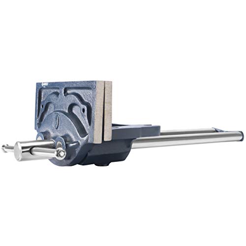 Groz 6-Inch Portable Woodworking Vise, Dual Mount Bench Clamp or Bolt-Down, Cast Iron with Toe-In Jaws and Chrome-Plated Screw, for Woodworkers and DIY (39006)