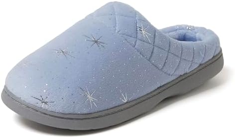Dearfoams Women's Lightweight Memory Foam Indoor House Slipper Darcy Velour Clog with Wide Widths