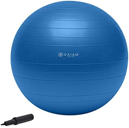 Gaiam Balance Ball Kit, Anti-Burst Stability Ball with Pump | 55cm Anti-Burst Ball | Textured Grip Surface | Air Pump Included | Core & Stability Training | Home Use