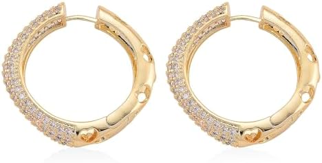Cubic Zirconia Hoop Earrings in Goldtone