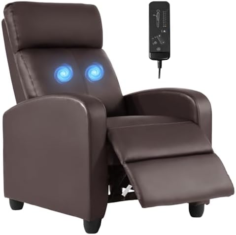 FDW | Recliner Chair | with 2 Point Massage Function | Black, PU Leather
