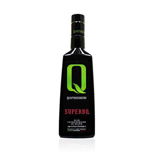 Quattrociocchi Superbo Organic Extra Virgin Olive Oil 500ml – Extreme Intensity Moraiolo Olive Oil from Lazio Italy – Cold Pressed High Polyphenol Award-Winning Oil for Cooking