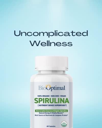 Organic Spirulina Tablets - 120 Tablets | Organic, Non-GMO, No Additives or Fillers - 500mg Premium Quality Dietary Supplement with Vitamins, Minerals, & Antioxidants