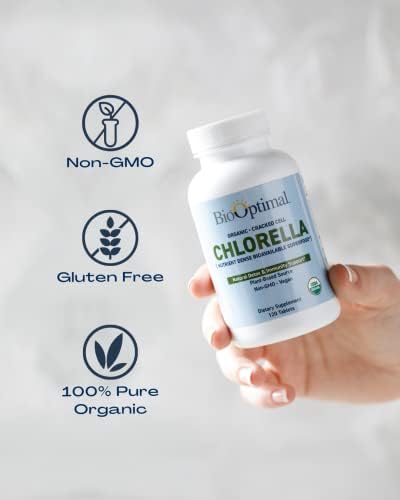 BioOptimal Organic Chlorella Tablets - 120 Tablets | Organic, Non-GMO