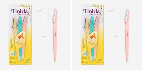 Tinkle Dermaplaning Tool 6ct, Dermaplane Razor for Women, Safe and Easy Peach Fuzz Remover, Eyebrow Trimmer with Protective Cover, Stocking Stuffers