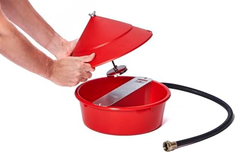 Little Giant® Automatic Poultry Waterer with Cover | Heavy Duty Plastic Auto Chicken Waterer Bowl with Hose Attachment | 5 Quart | Made in USA