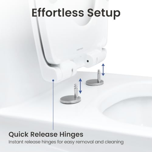 LUXE TS1008E Slow Close Elongated Comfort Fit Toilet Seat, White