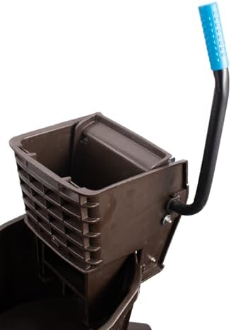 Carlisle FoodService Products 26 Qt Mop Bucket with Side Wringer, Yellow | 18.5 x 16.5 x 16.5 Inches, 34.25-Inch Handle Height, 50,000-Cycle Wringer, Non-Marking Casters, Assembly Required