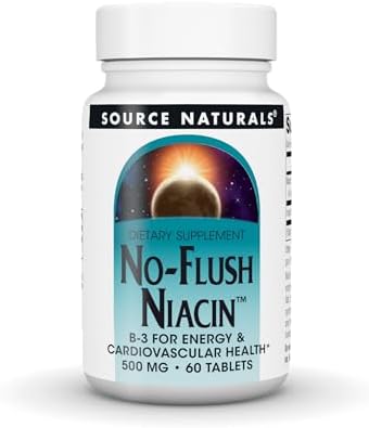 Source Naturals No-Flush Niacin, B-3, 500 mg - 60 Vegetarian Tablets | Cardiovasular Health | Energy Support*