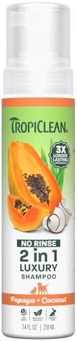 TropiClean No Rinse Waterless Dog Shampoo, Papaya & Coconut Scent, 7.4oz