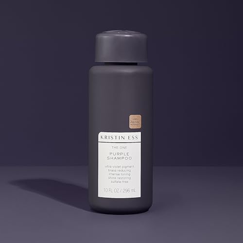 Kristin Ess Hair The One Purple Shampoo for Toning Blonde Hair - Neutralizes Brass + Yellow Tones, Shine Restoring - Sulfate