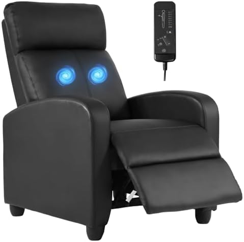 FDW | Recliner Chair | with 2 Point Massage Function | Black, PU Leather