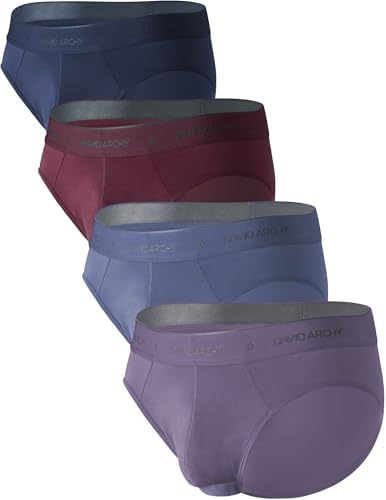 DAVID ARCHY Men's Soft Modal Dual Pouch Support Briefs 4 or 7 Pack | Breathable moisture-wicking fabric offers flexible elastic waistbands, chafe-free design for daily active movement.
