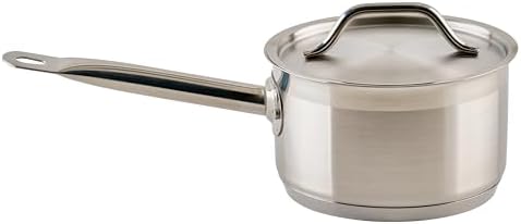 Winco 4 1/2 qt Heavy-Duty 4.5 qt Stainless Steel Sauce Pan with Cover | Even heat distribution, Secure riveted handle, Great for Cooking, Food Preparation and Restaurant Kitchens