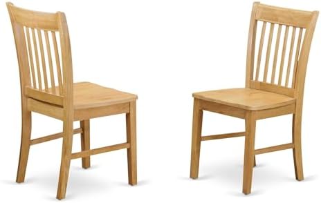 East West Furniture NFC-MAH-W Norfolk Dining Room Chairs - Slat Back Solid Wood Seat Chairs, Set of 2, Mahogany
