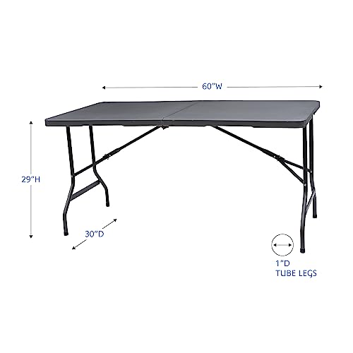 Iceberg IndestrucTable Classic Center-Folding Table, 5 ft, Platinum Granite | Measures 60" x 30" x 29", holds up to 250 lbs, indoor and outdoor use, center-folding for easy carry, ideal for camping