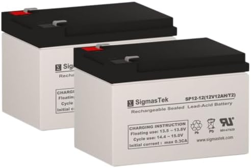 SigmasTek Pride Go-Go Scooter 12 Volt 12 AmpH Replacement Battery Pack Set of 2