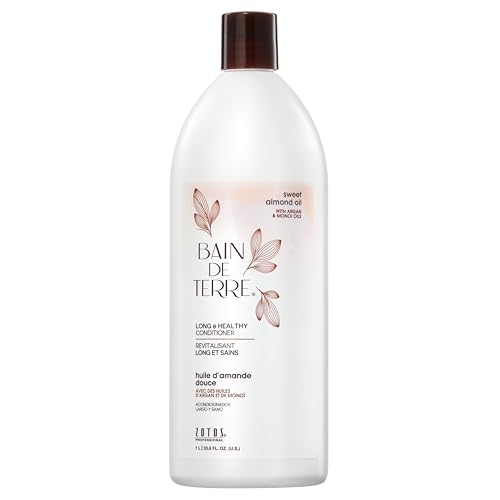 Bain de Terre Sweet Almond Oil Long & Healthy Conditioner, Strength & Protection for Weak, Damaged Hair, with Argan & Monoi Oils, Paraben-Free, Color-Safe, Vegan