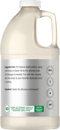 Horbäach Castor Oil 64 oz | For Hair, Eyelashes & Eyebrows | Hexane Free and Cold Pressed | Vegetarian, Non-GMO