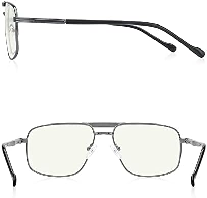 Reading Glasses for Men Square Double Bridge Blue Light Blocking Computer Readers