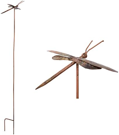 Flamed Copper Dragonfly Garden Ornament
