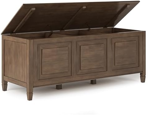SIMPLIHOME Connaught 51" Wide Solid Wood Trunk Bench in Natural