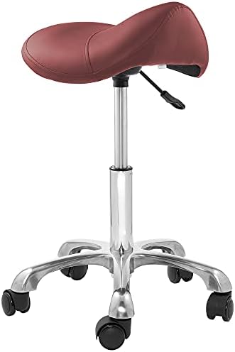 Saloniture Professional Ergonomic Saddle Stool, Black - Adjustable Hydraulic Seat, Rolling Spa Salon, Massage