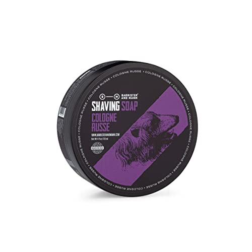 Barrister and Mann Shaving Soap | Luxury Dense, Rich & Creamy Lather Tallow Wet Shave Puck Notes of American Clary Sage, Bergamot, Lavender, Patchouli | Grooming Routine for Men 4 Oz (Cheshire)