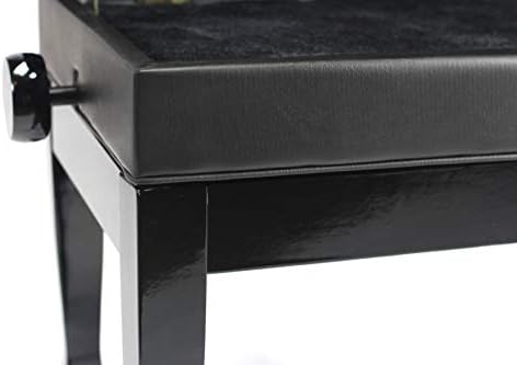 Griffin Genuine Leather Piano Bench, Oversize Duet Black Wood Frame Stool