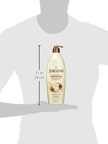 Jergens Hydrating Coconut Body Lotion, Hand and Body Moisturizer, Infused with Coconut Oil, Hydrates Dry Skin Instantly, Dermatologist Tested, 16.8 oz | Coconut Oil, Instantly Hydrates, Dermatologist Tested, Extra Dry Skin Care, Long-Lasting Moisture