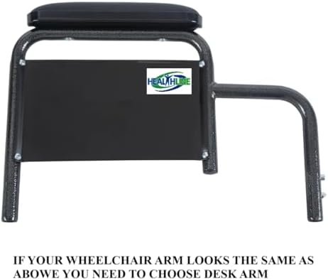Healthline Padded Armrest For Wheelchairs Vinyl Pair, Universal Arm Pads Replacement 10" DESK ARM, Black