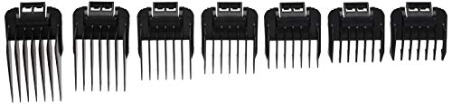 Andis 01380 7-Piece Snap-On Comb Set, Fits ML, GC & MBA Trimmers, Black | Comb sizes 0, 1, 2, 3, 4, 6, 8 (1/16in to 1in), durable snap-on design