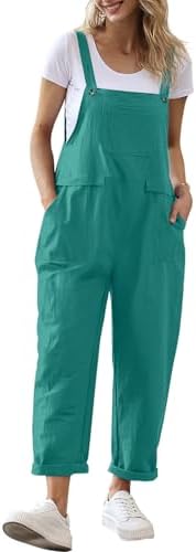 YESNO Women Long Casual Loose Bib Pants Overalls Baggy Rompers Jumpsuits with Pockets PV9